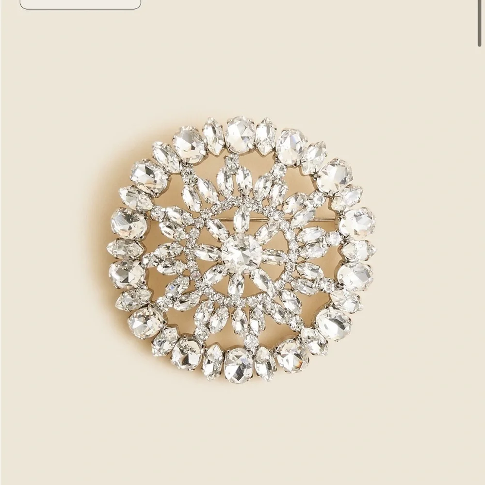 J crew silver Round crystal brooch